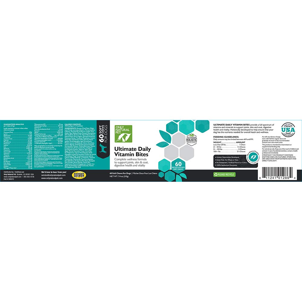 Only Natural Pet Ultimate Daily Vitamins, presentación en caja lista para comprar.