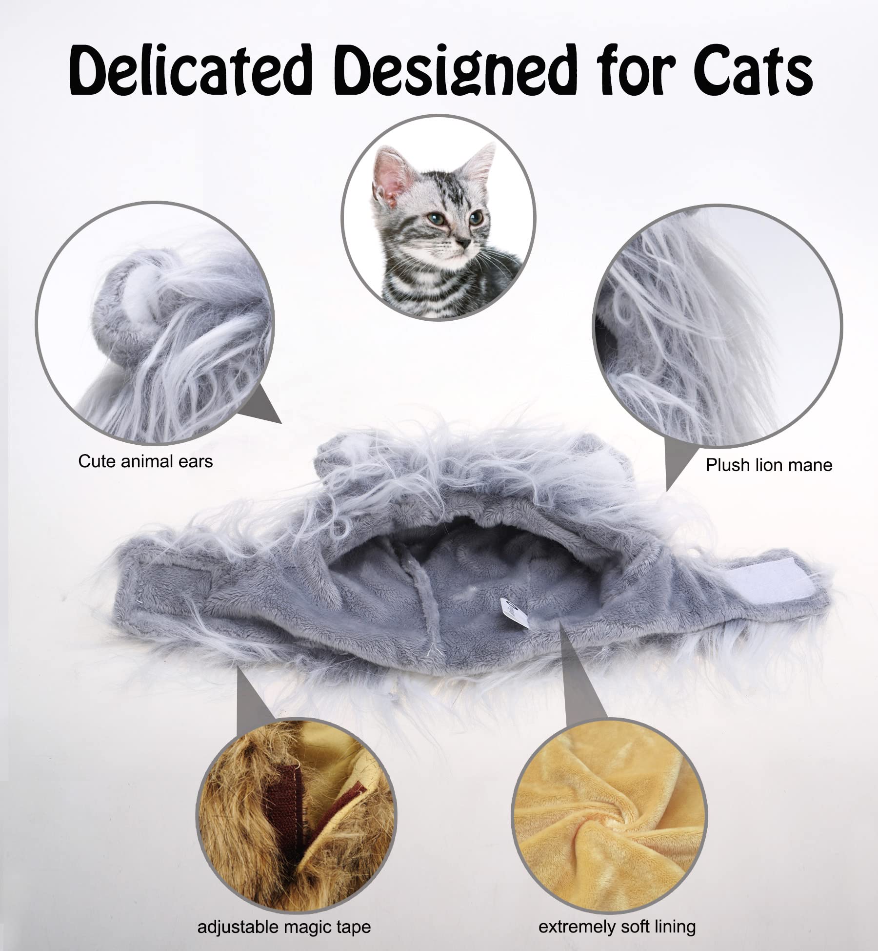Onmygogo ajuste cómodo para gatos pequeños, melena de león, uso diario.