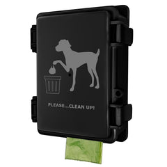 Onybte dispensador-bolsas-perro-pared-negro, práctico almacenamiento exterior.