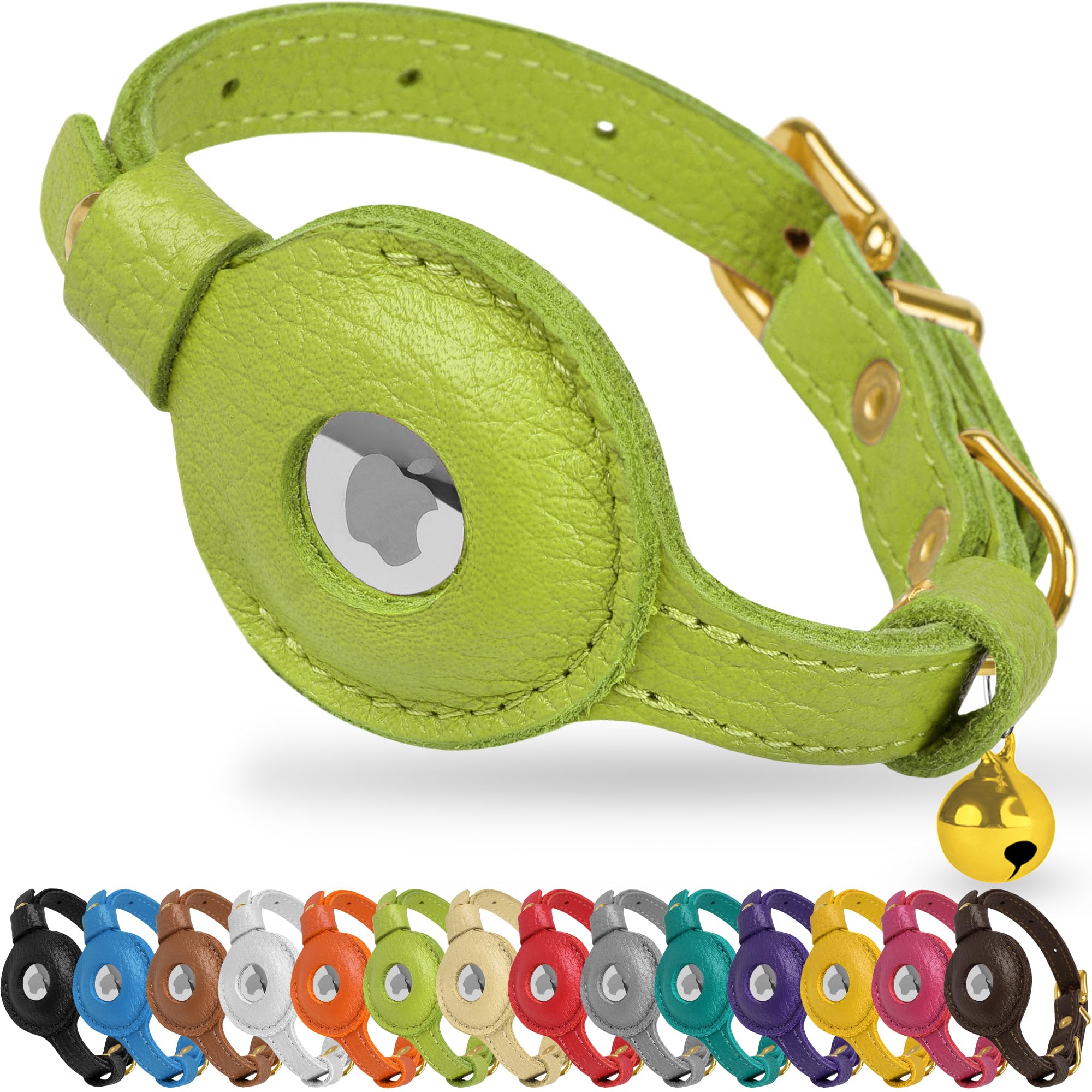 OOPSDOGGY Collar de cuero con AirTag integrado para seguridad.
