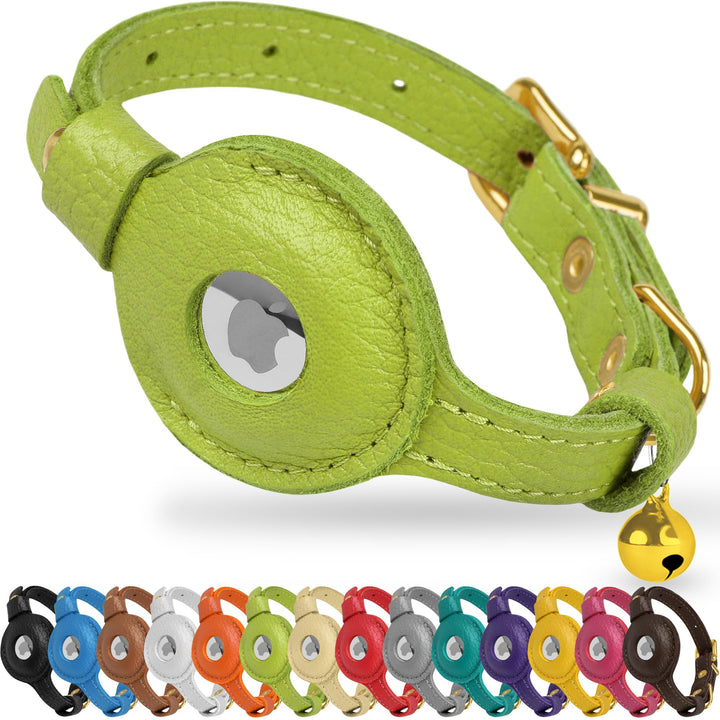 OOPSDOGGY Collar de cuero con AirTag integrado para seguridad.