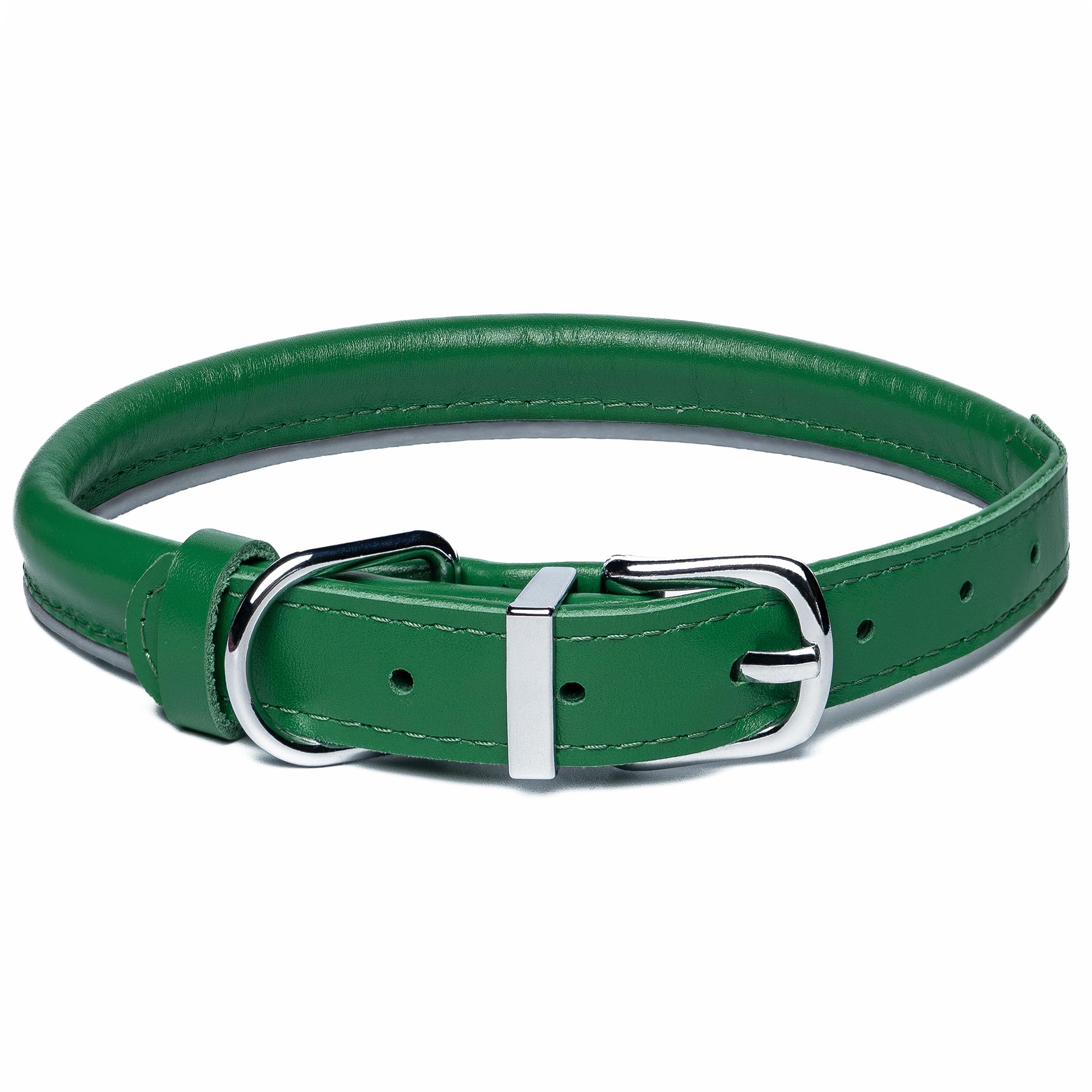 OOPSDOGGY collar cuero enrollado, ideal para pelo largo y sensible.