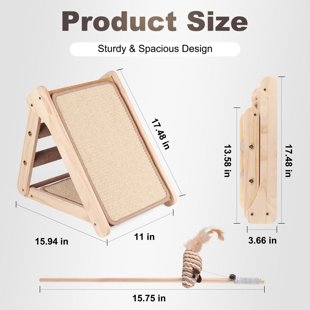 Oroonoko escalera-sisal para gato en diseño triangular ofrece juego seguro.