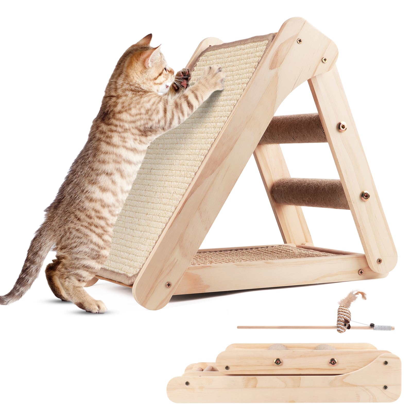 Oroonoko tablero rasca sisal gato triangulo con escalera para rascar y ejercitarse.