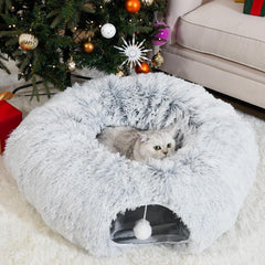 OOZAZEMM túnel para gatos bajo el árbol de Navidad, protección decorativa y juego seguro.