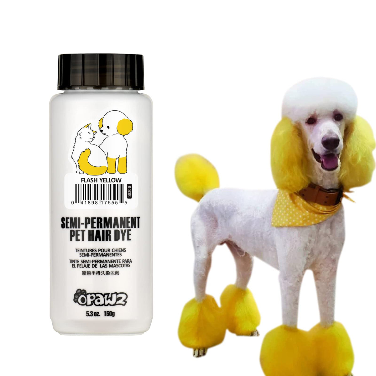 OPAWZ tintura semipermanente para mascotas, vertido de la botella para inicio seguro.