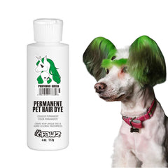 OPAWZ tinte permanente para pelo de perro verde profundo en aplicación, resultado duradero.