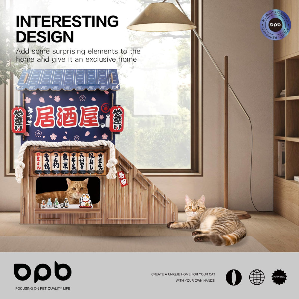 opbodqo casa gato carton estructura resistente: base estable para gatos de distintos pesos