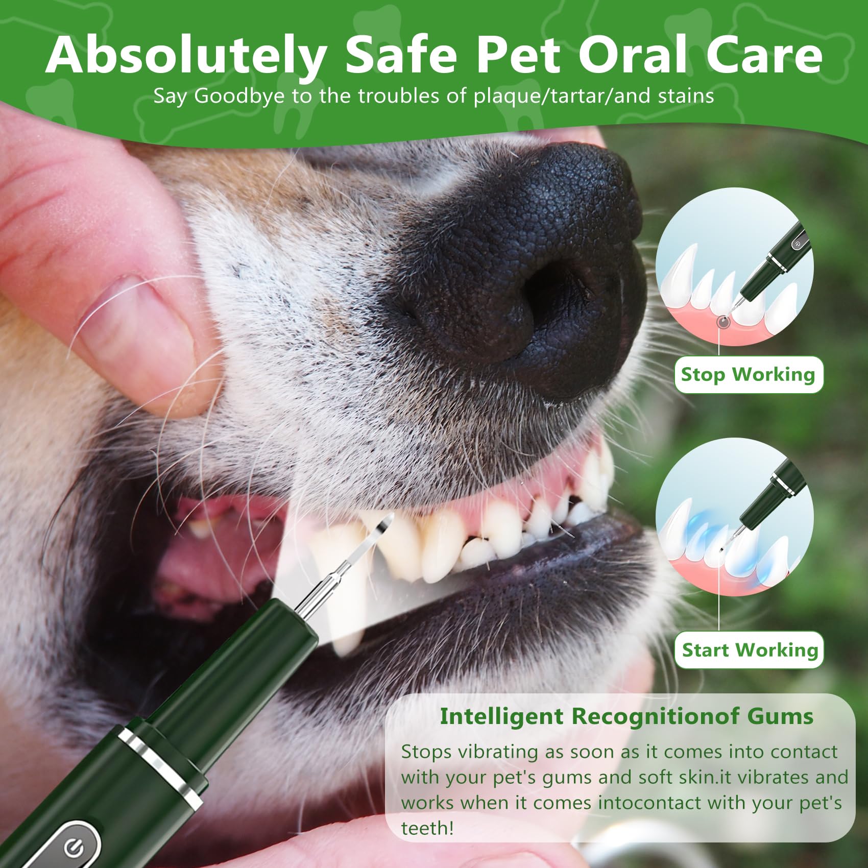 Opdent limpiador ultrasónico para mascotas, ayuda a eliminar placa entre dientes