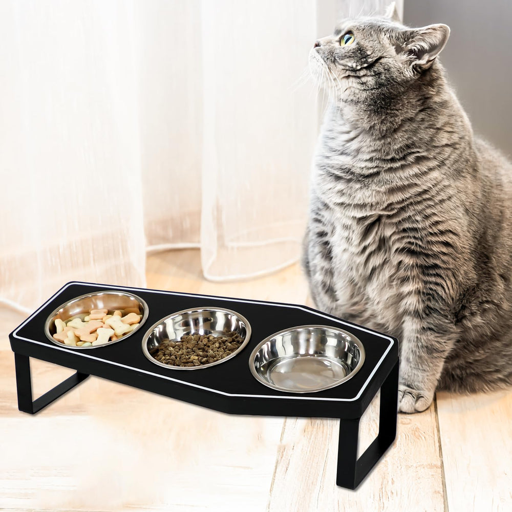 Conjunto de tres tazones Gothic de OPELETNNT para gatos pequeños y medianos.