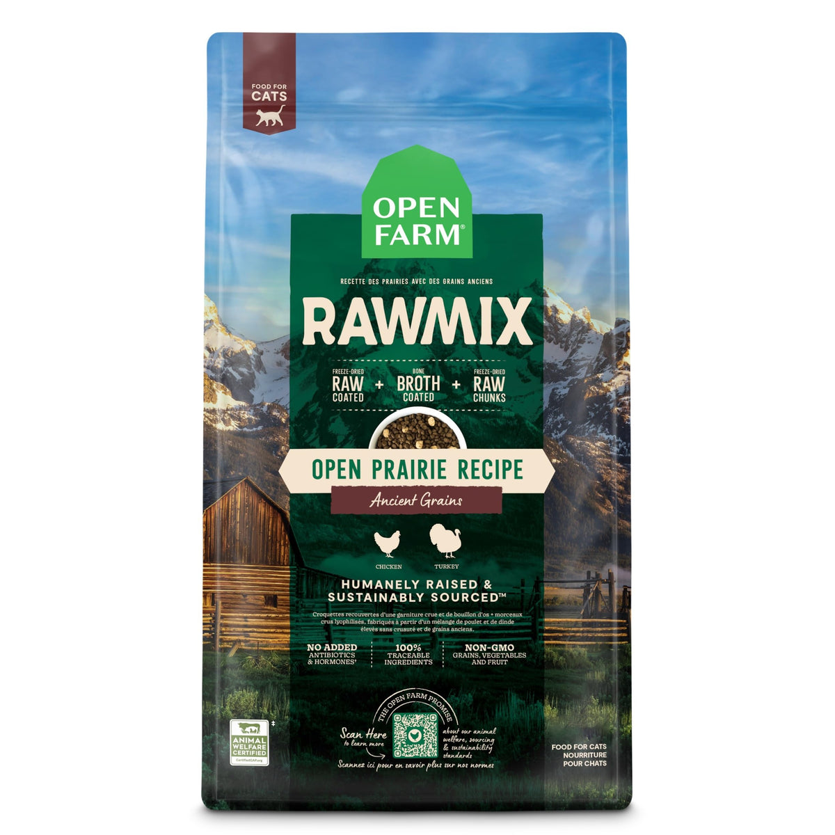 Open Farm RawMix seco para gatos, bolsa de 2,25 lb, proteína concentrada.