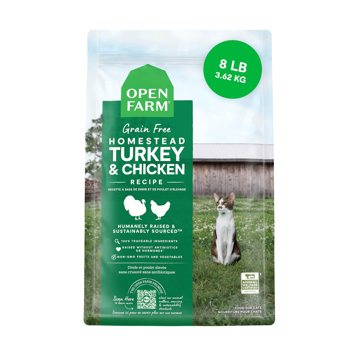 Open Farm bolsa de 8lb sin granos para gatos, dieta equilibrada.