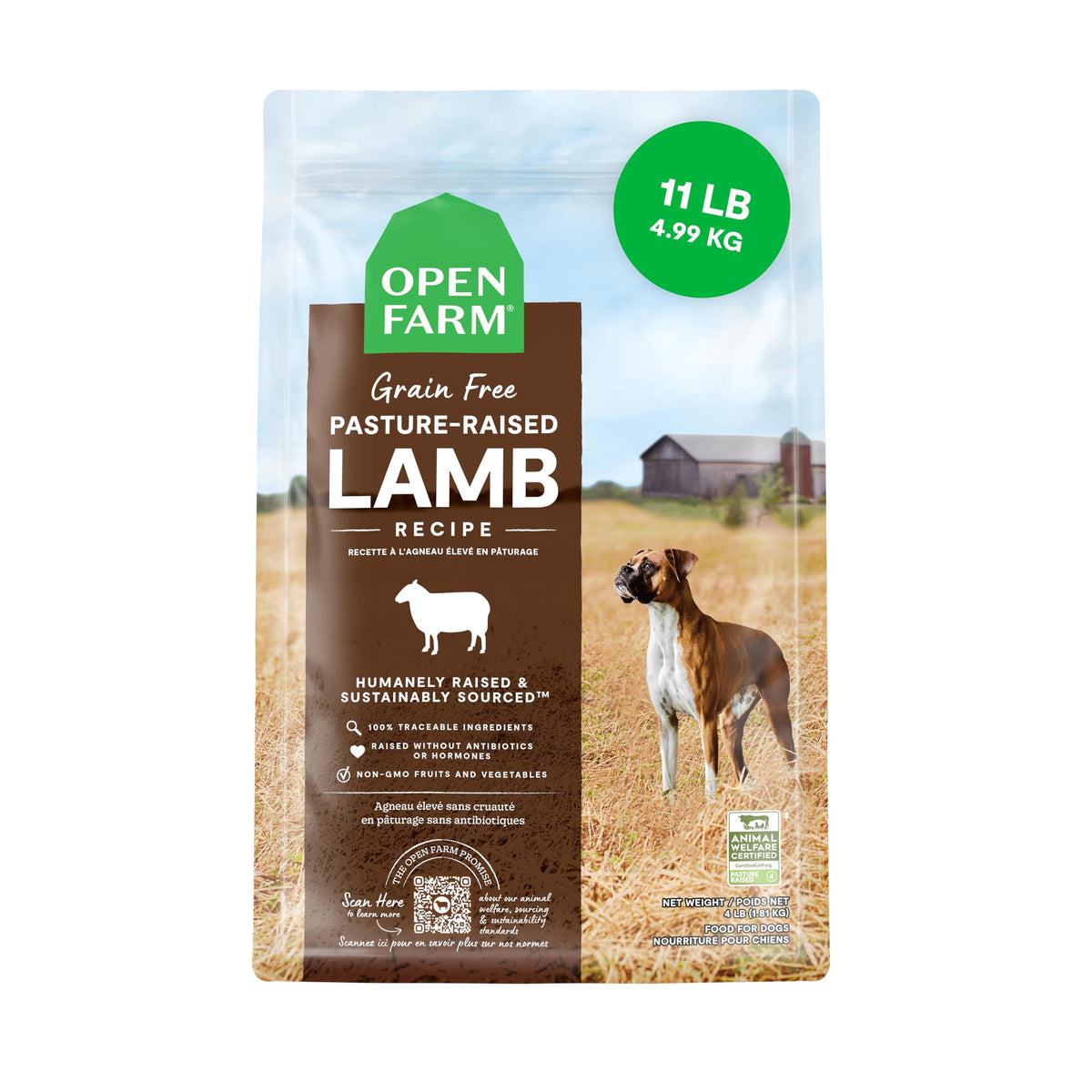 Open Farm alimento seco sin granos para perro con cordero, nutrición completa para energía diaria