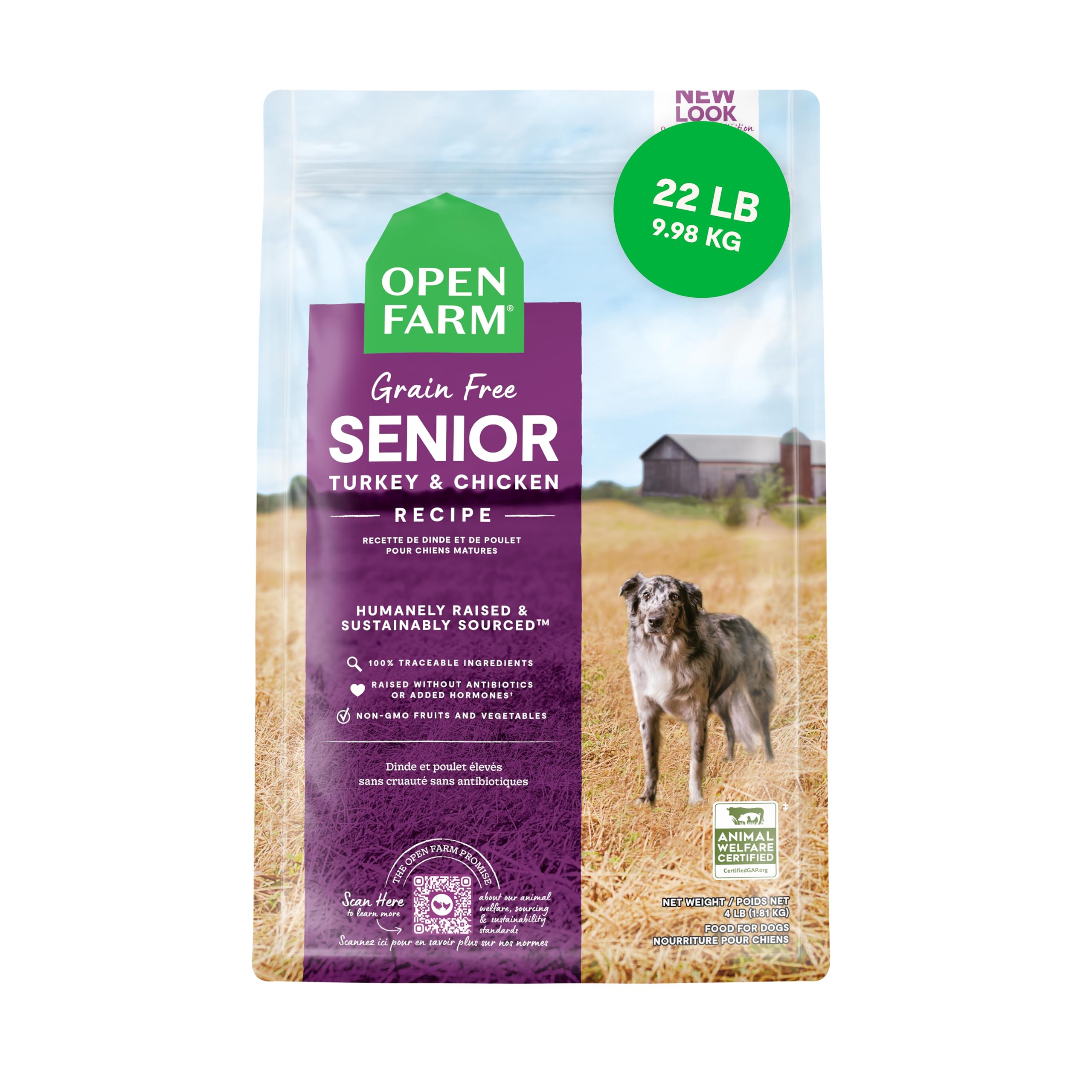 Open Farm comida para perro senior sin grano en bol: movilidad posible
