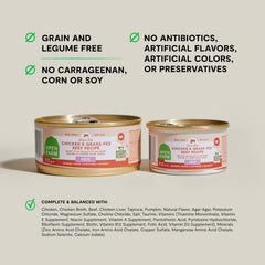 Open Farm Gato Pate Nutritiva: textura cremosa que facilita la alimentación.