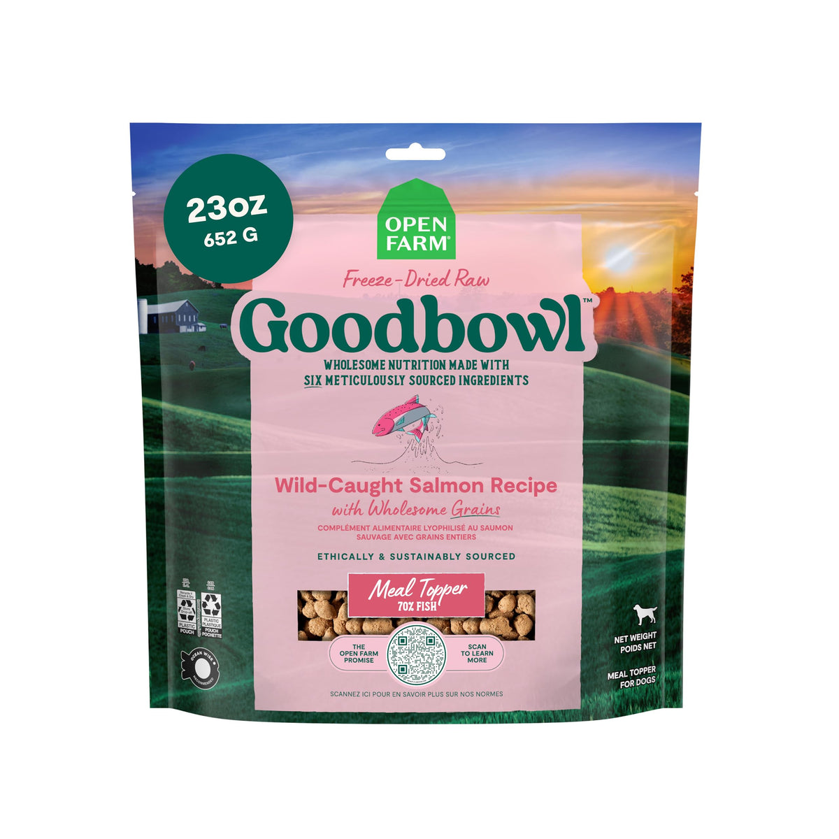 Open Farm Goodbowl-salmon-crudo para realzar sabor en la comida del perro.