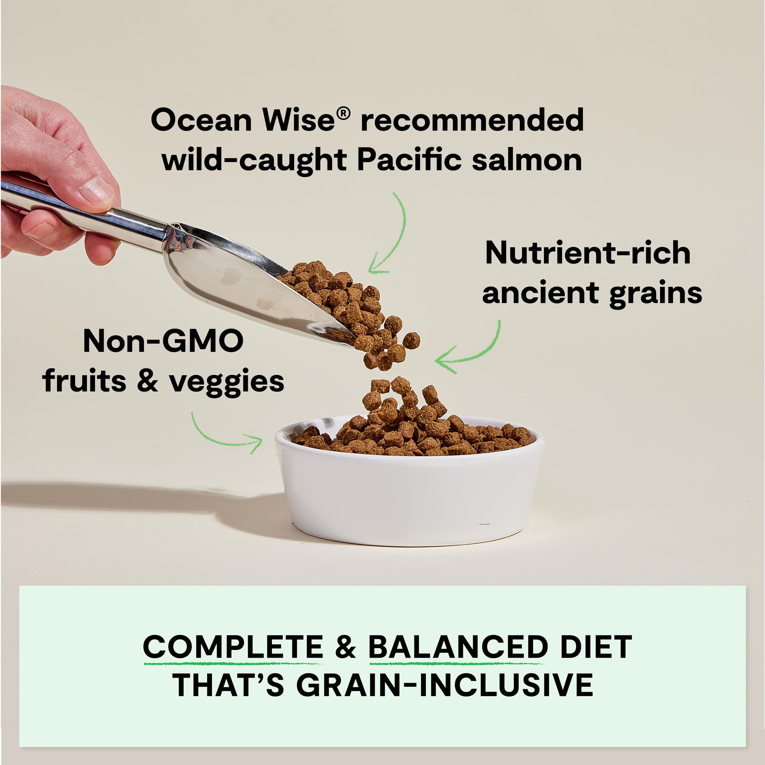 Open Farm: granos antiguos con avena y quinoa para digestión suave.