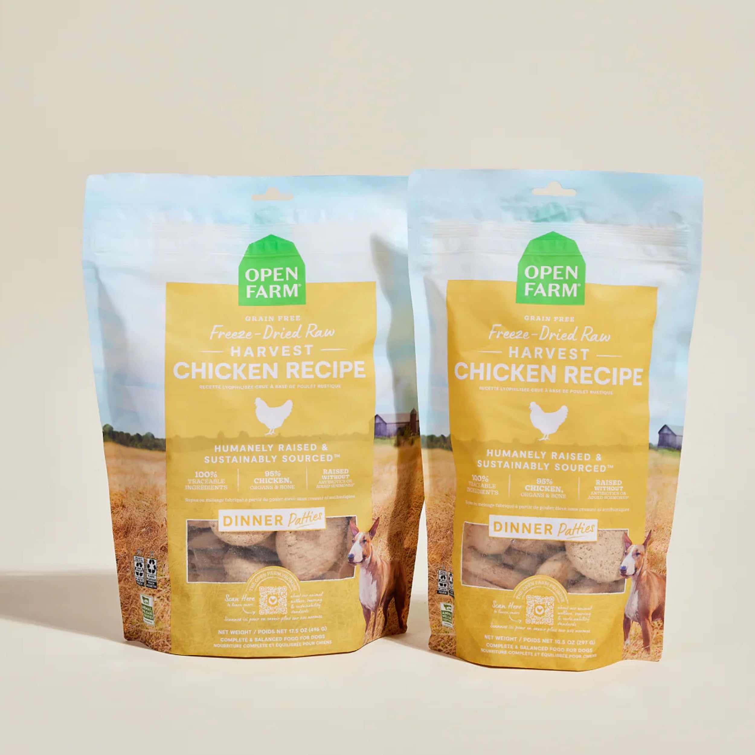 Open Farm patés deshidratados sin conservantes, sabor preservado y aroma natural.