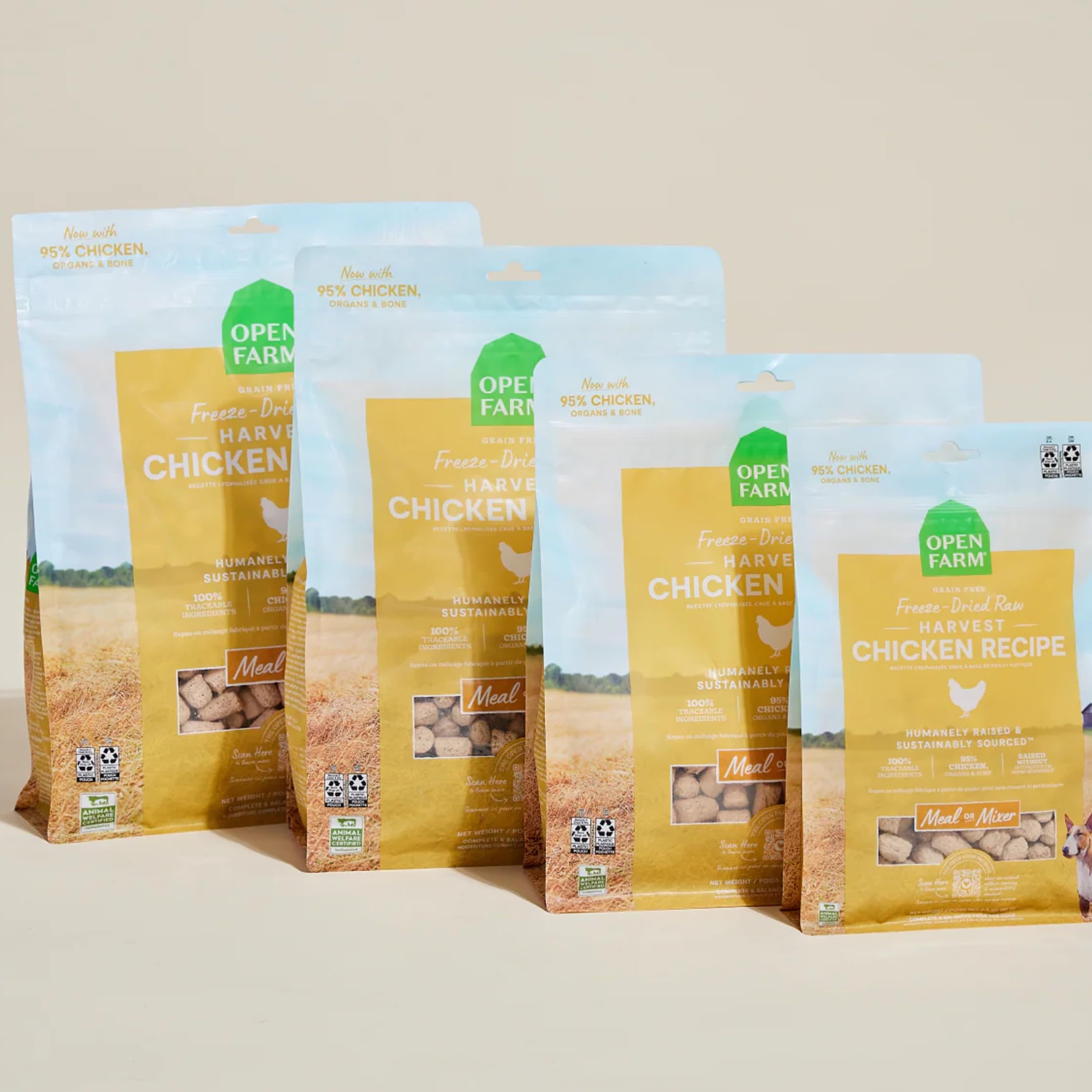 Open Farm proceso liofilizado conserva sabor y nutrientes sin conservantes.