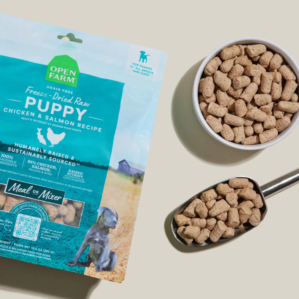 Open Farm Puppy Morsels: vegetales orgánicos y superalimentos para dieta completa.