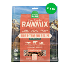 Open Farm RawMix: trozos crudos liofilizados de pescado y carne para realzar sabor y nutrición.