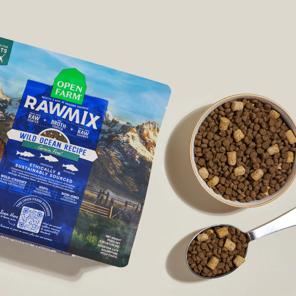 Open Farm RawMix: ingredientes de pescados salvajes para nutrición de alta calidad.