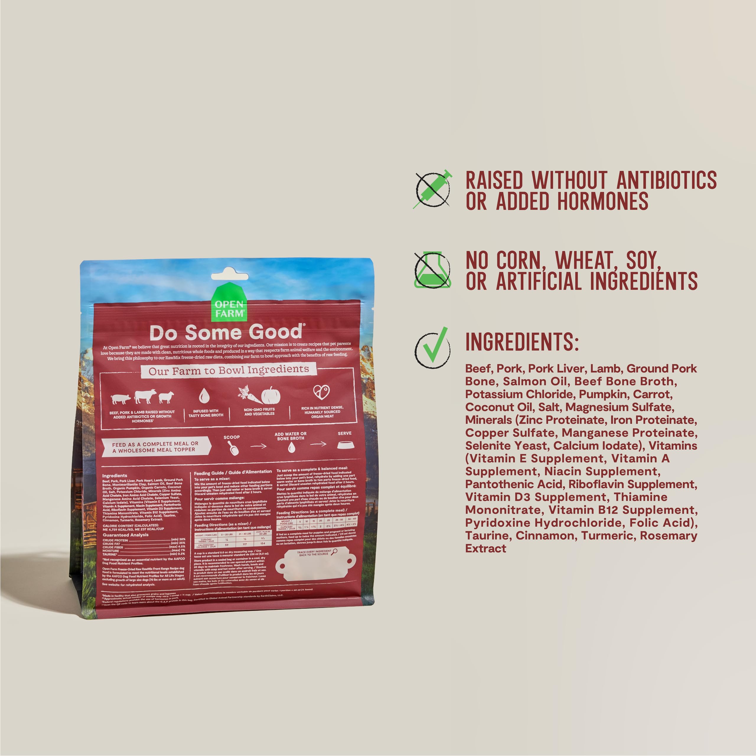 Open Farm RawMix Morsels: hecho en EE. UU. con ingredientes trazables y bienestar animal.