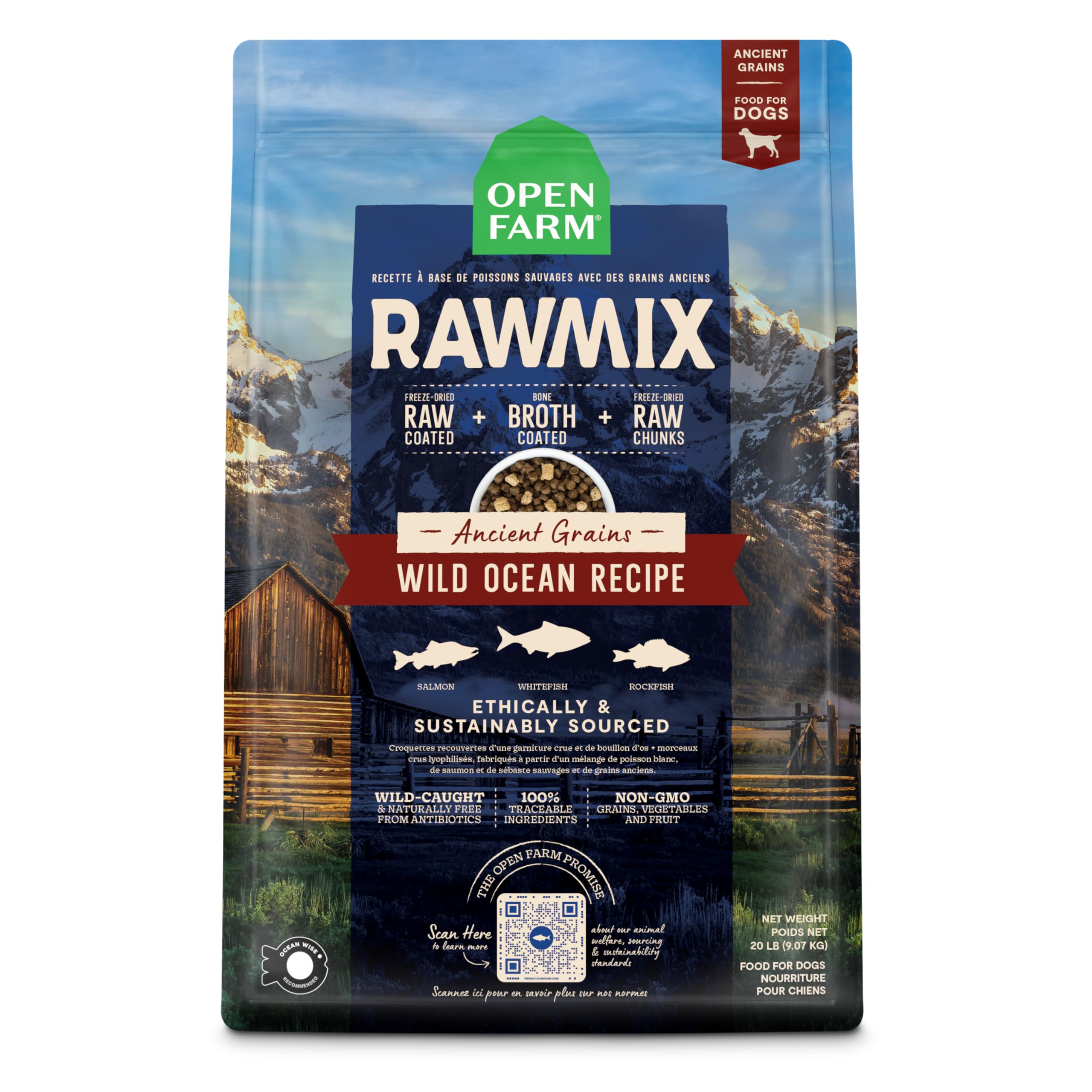 Open Farm RawMix para perros: croquetas con salmón, sabor intenso y palatabilidad.