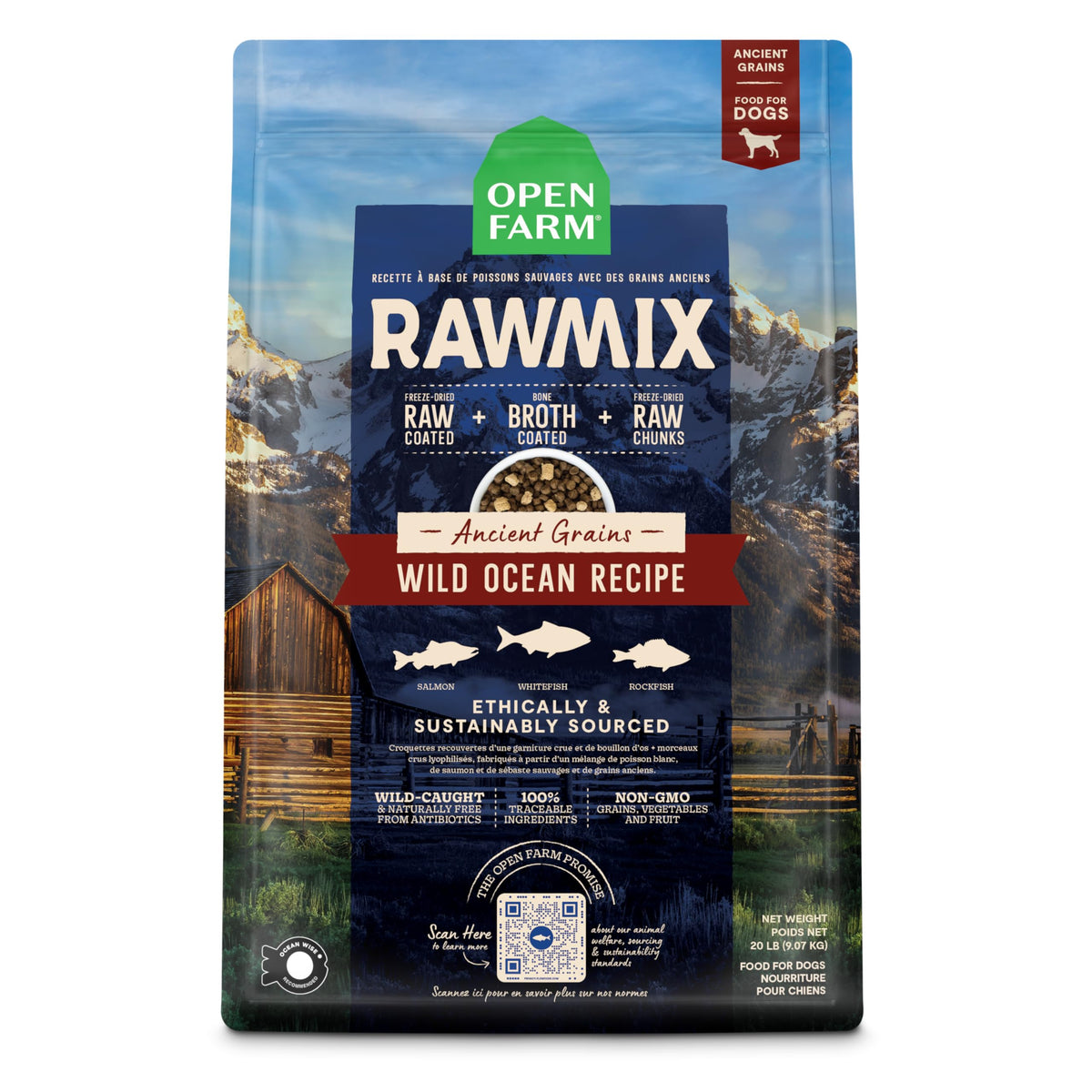 Open Farm RawMix para perros: croquetas con salmón, sabor intenso y palatabilidad.