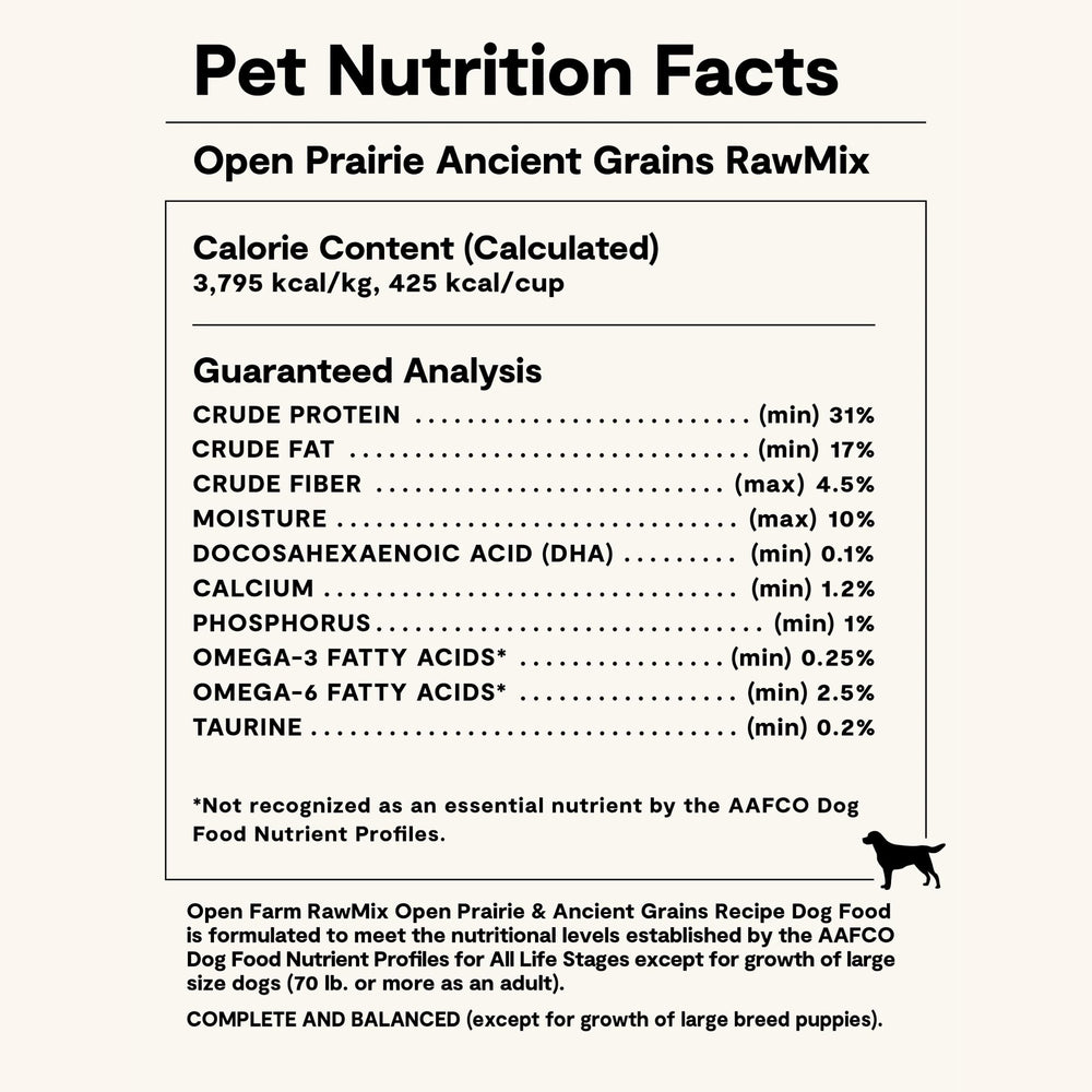 Open Farm RawMix, proteína de alta calidad para perros activos.