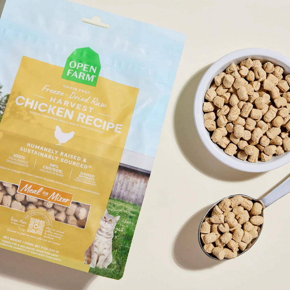 Open Farm Receta Pollo Cosecha Nutrición Equilibrada para gatos, fuente de proteína.