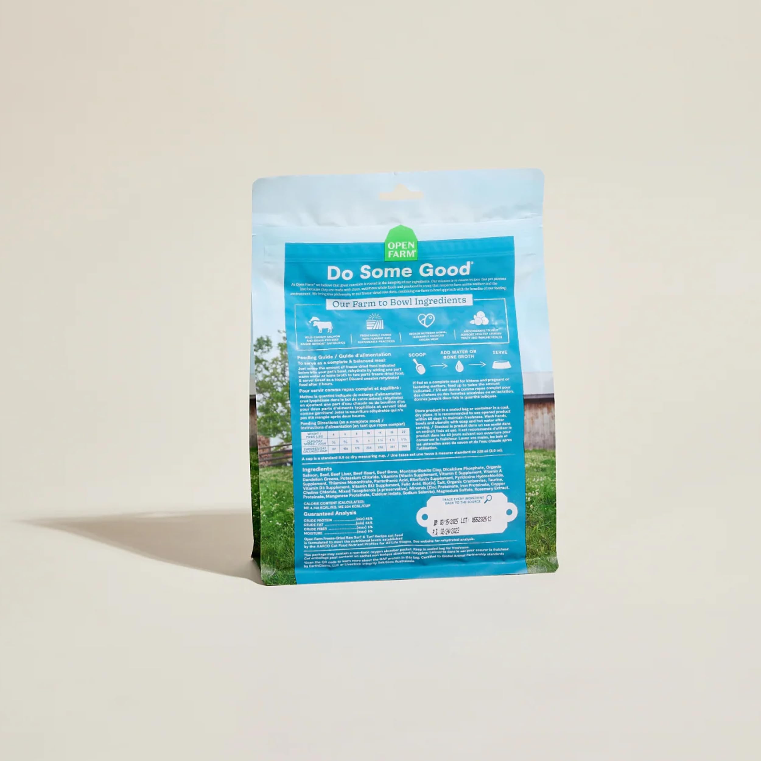 Open Farm Surf y Turf: bolsa reutilizable con cierre, fácil de guardar y servir