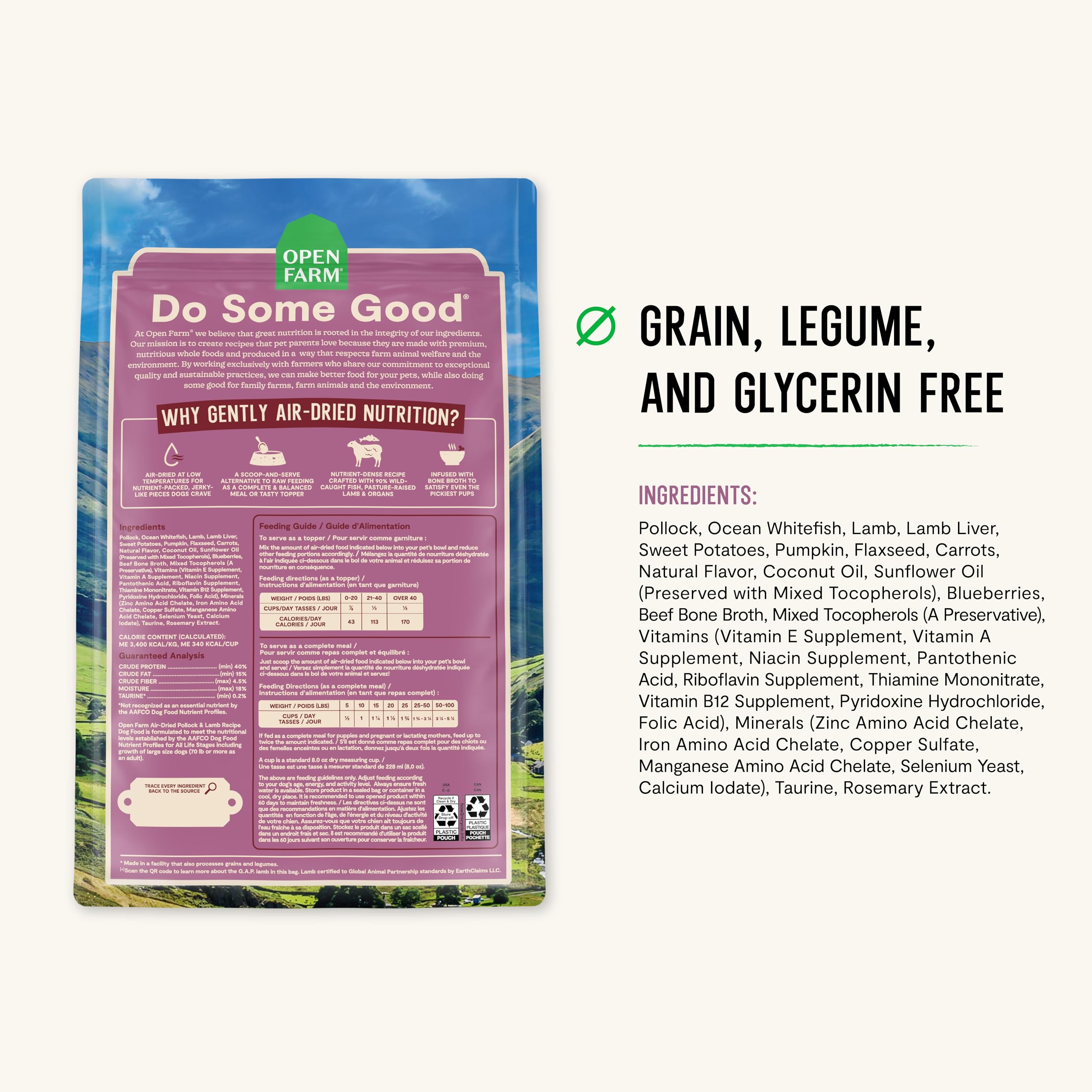 Open Farm textura jerky suave para servir como comida o topper