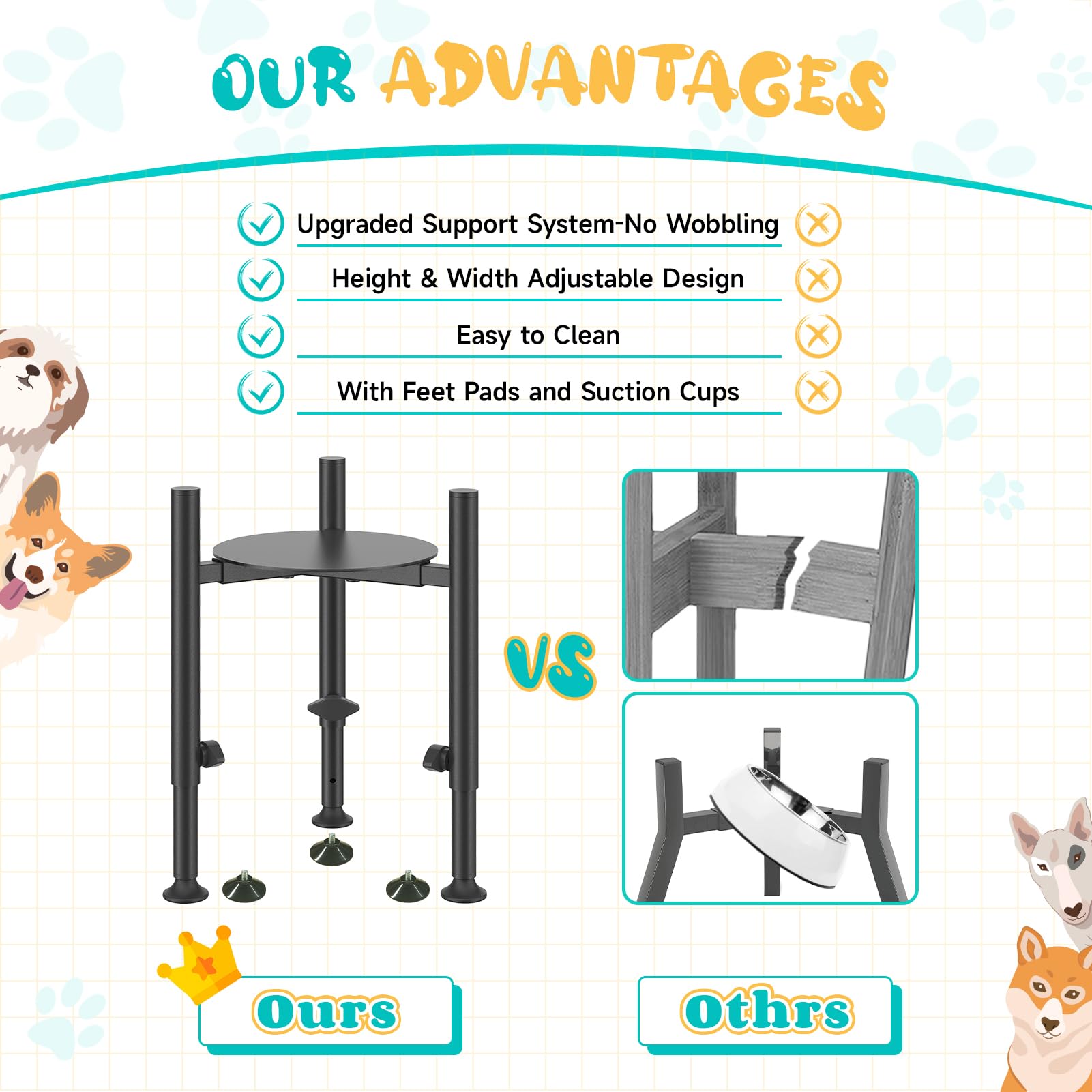 Uso en interiores y exteriores con Oppro soporte elevador para perros