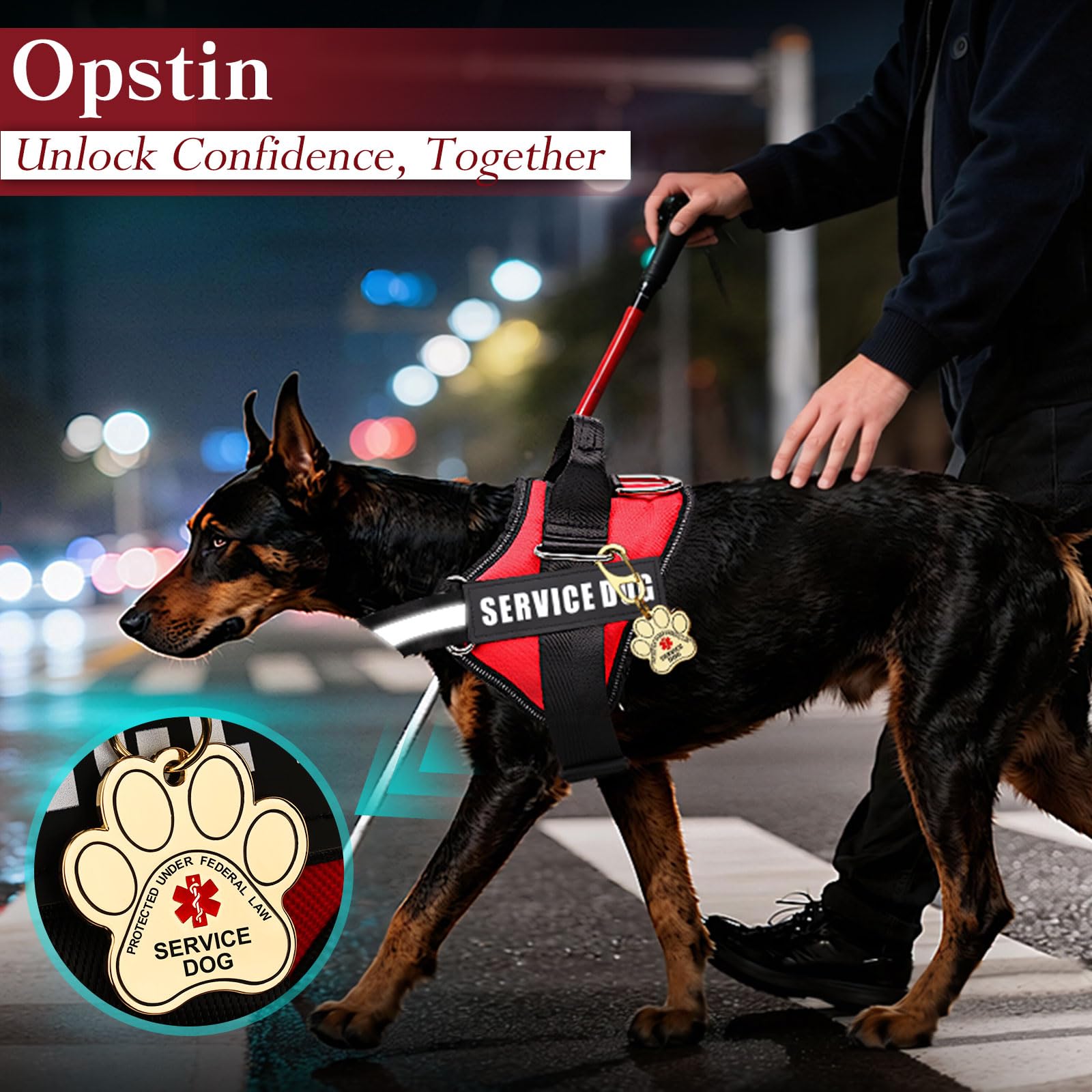 Opstin arnés servicio perro talla grande: ajuste seguro para perros grandes.