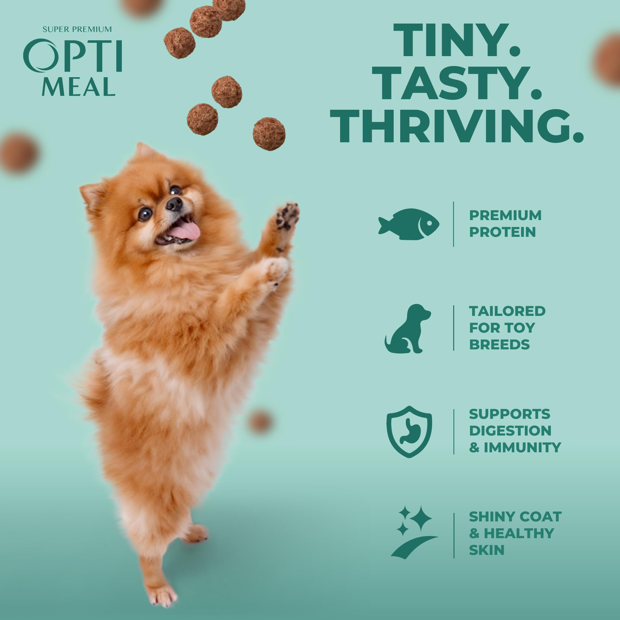 Optimeal Toy Breed: fibra prebiótica para apoyar una digestión equilibrada.