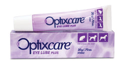 OptixCare Eye Lube Plus 20g para perros, ofrece hidratación ocular suave y confort.