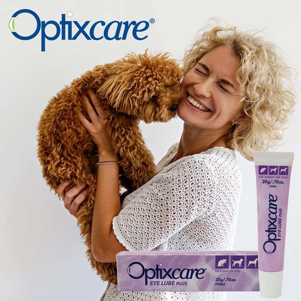 OptixCare Eye Lube Plus 20g para gatos, ayuda a lubricar ojos irritados de forma suave.