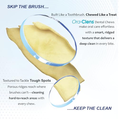 Ora-Clens masticables higiene oral para limpieza de dientes durante la mordida.
