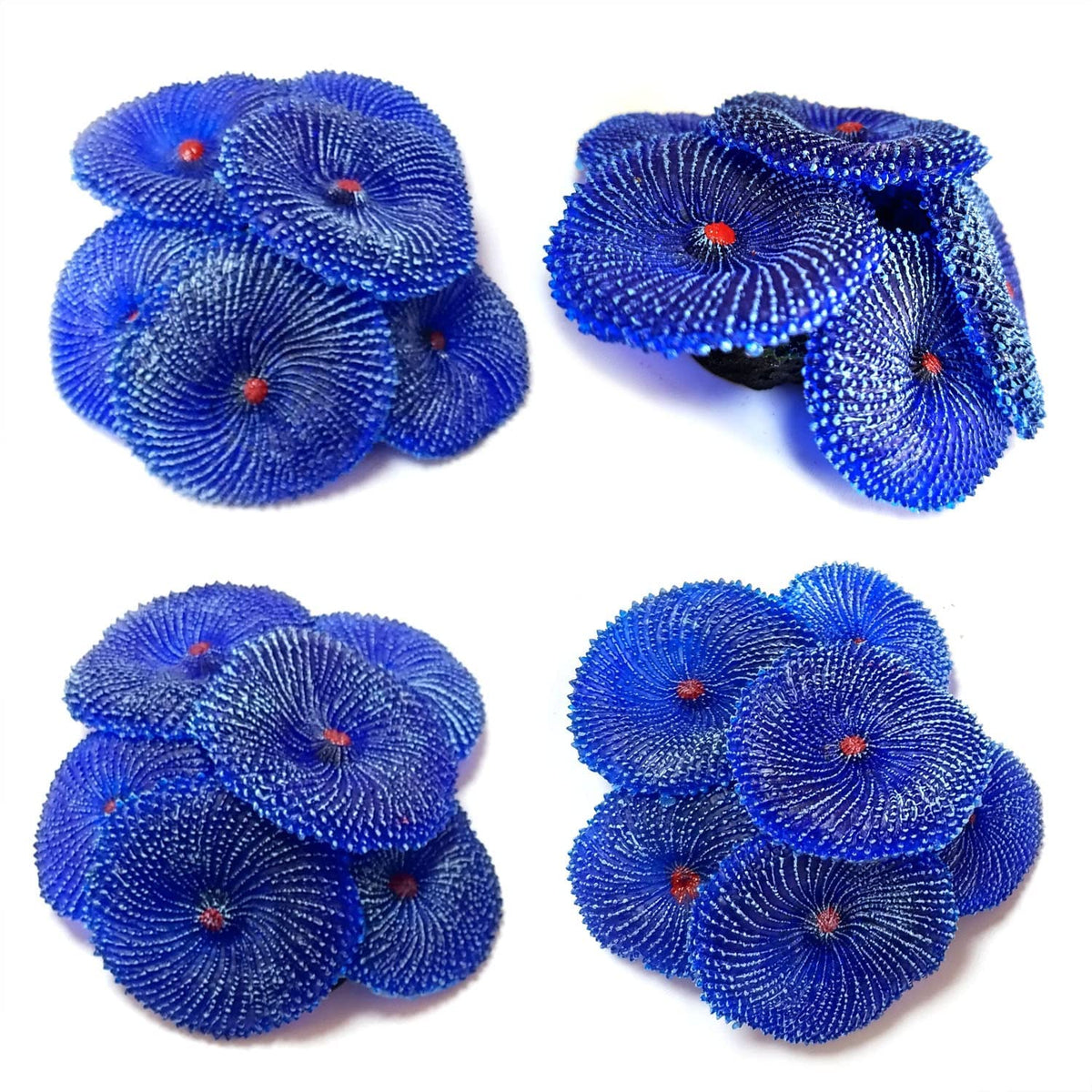 OrgMemory corales artificiales azules, 4 piezas, longitud 2,74 pulgadas, ofrecen refugio seguro para peces.