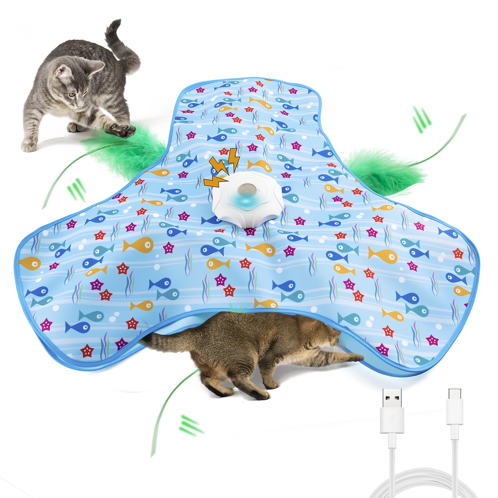 ORHOMELIFE juguete interactivo para gatos con pluma en movimiento estimula la caza y exploración