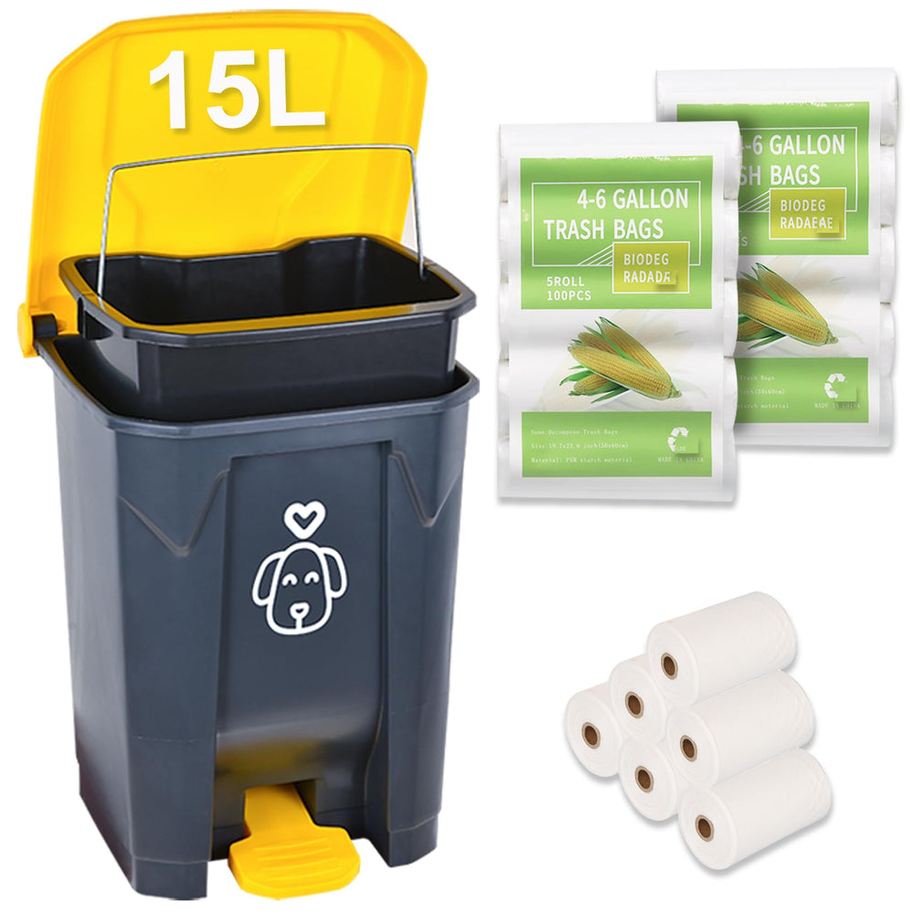 Origreen basurero exterior para perro con tapa y pedal, operación sin manos.