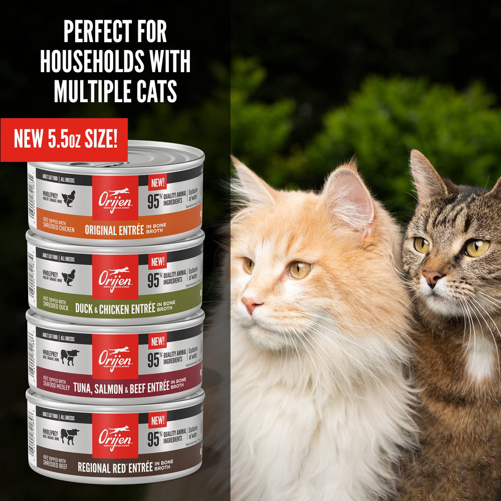 Conserva ORIJEN en pack de 24 latas para gatos.