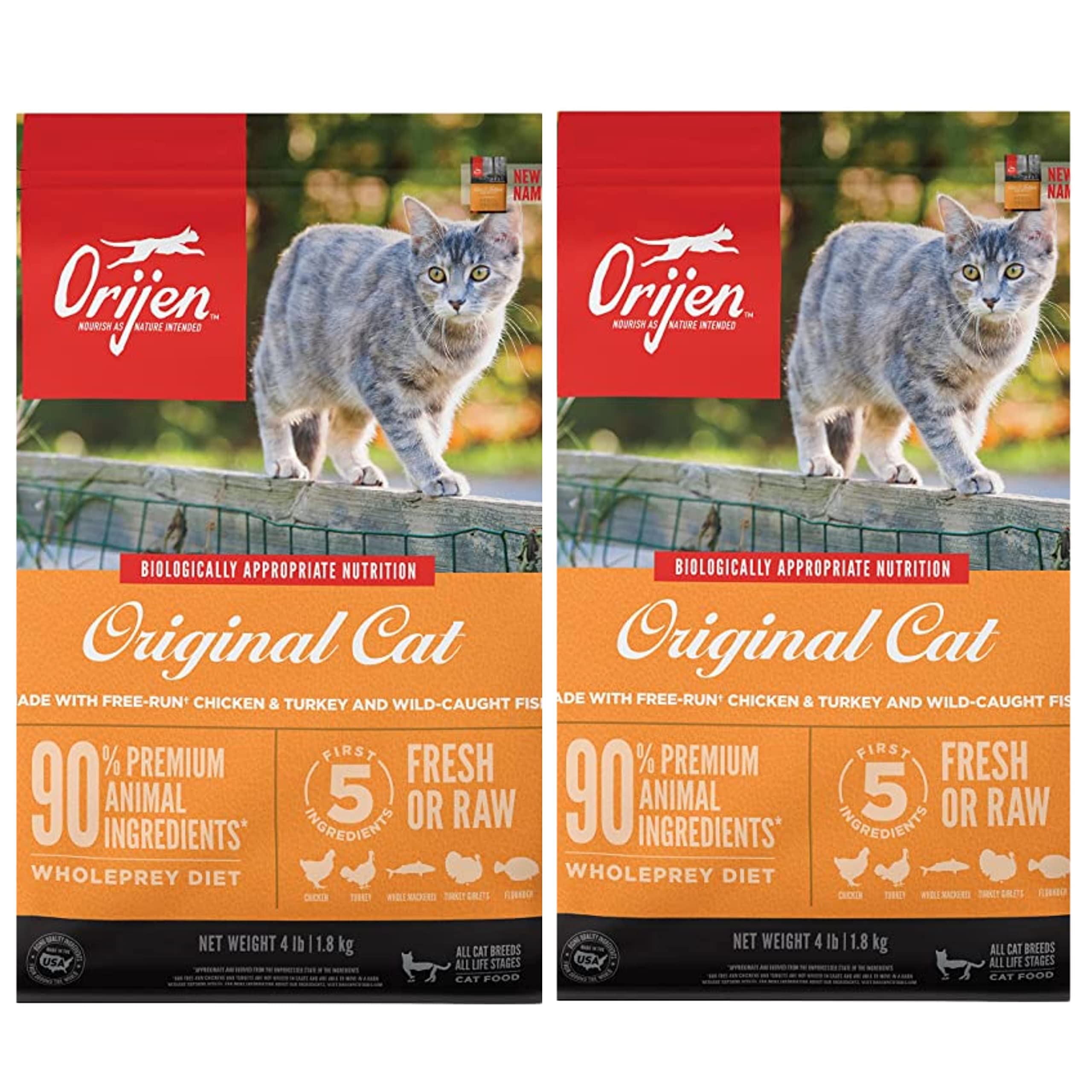 ORIJEN: envase de 4 libras para gatos y gatitos, alimento seco sin granos.