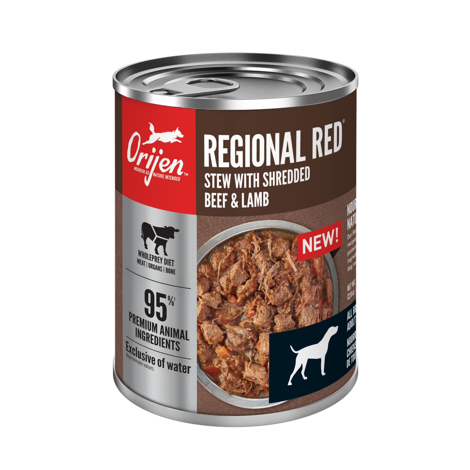 ORIJEN ingredientes principales: carne de vaca y cordero, sabor auténtico regional