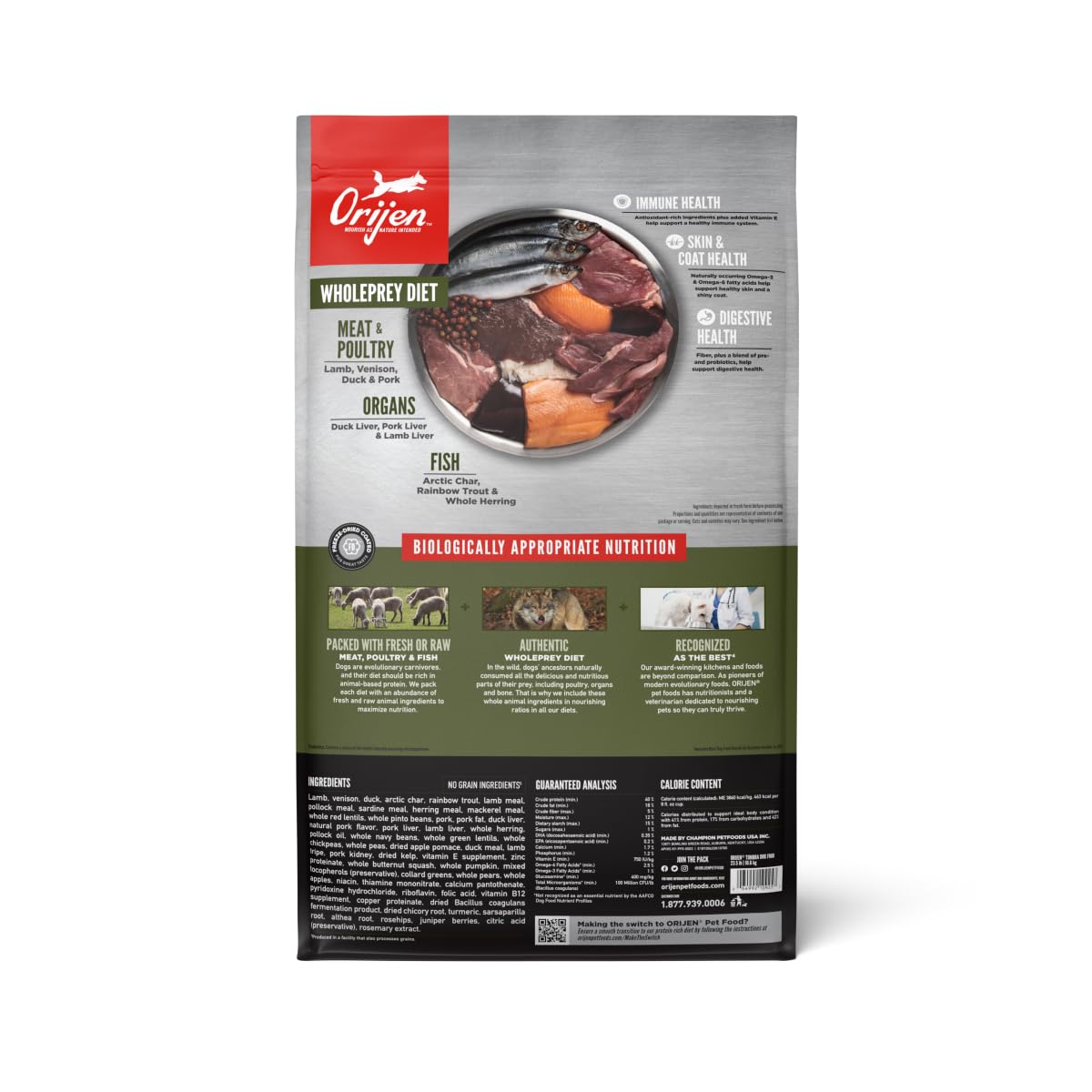 ORIJEN TUNDRA: primeros ingredientes con cordero, venado, pato y pescado para nutrición natural.