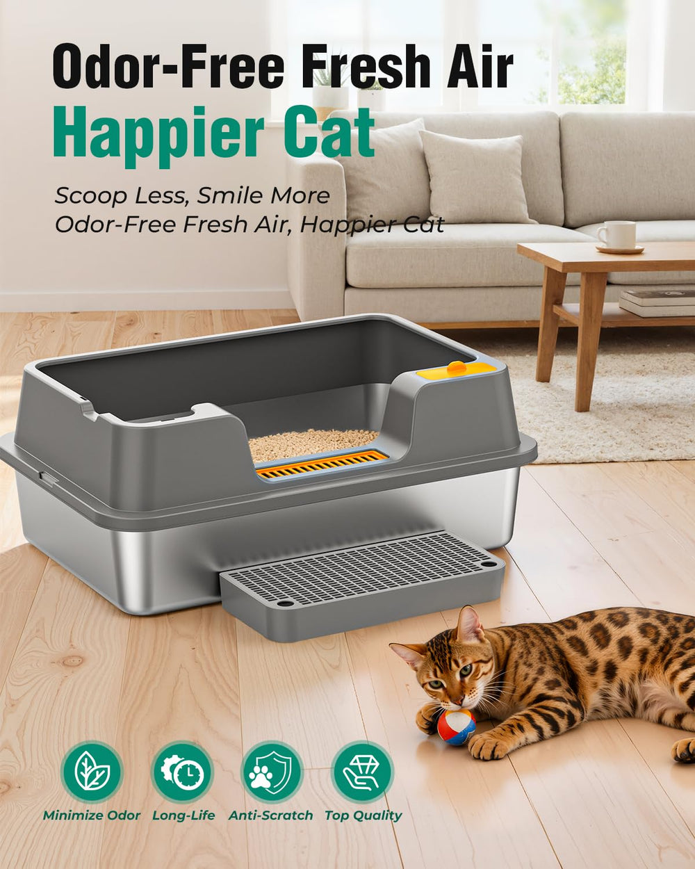 ORELEY ideal para hogares con varios gatos, espacio generoso para las mascotas.