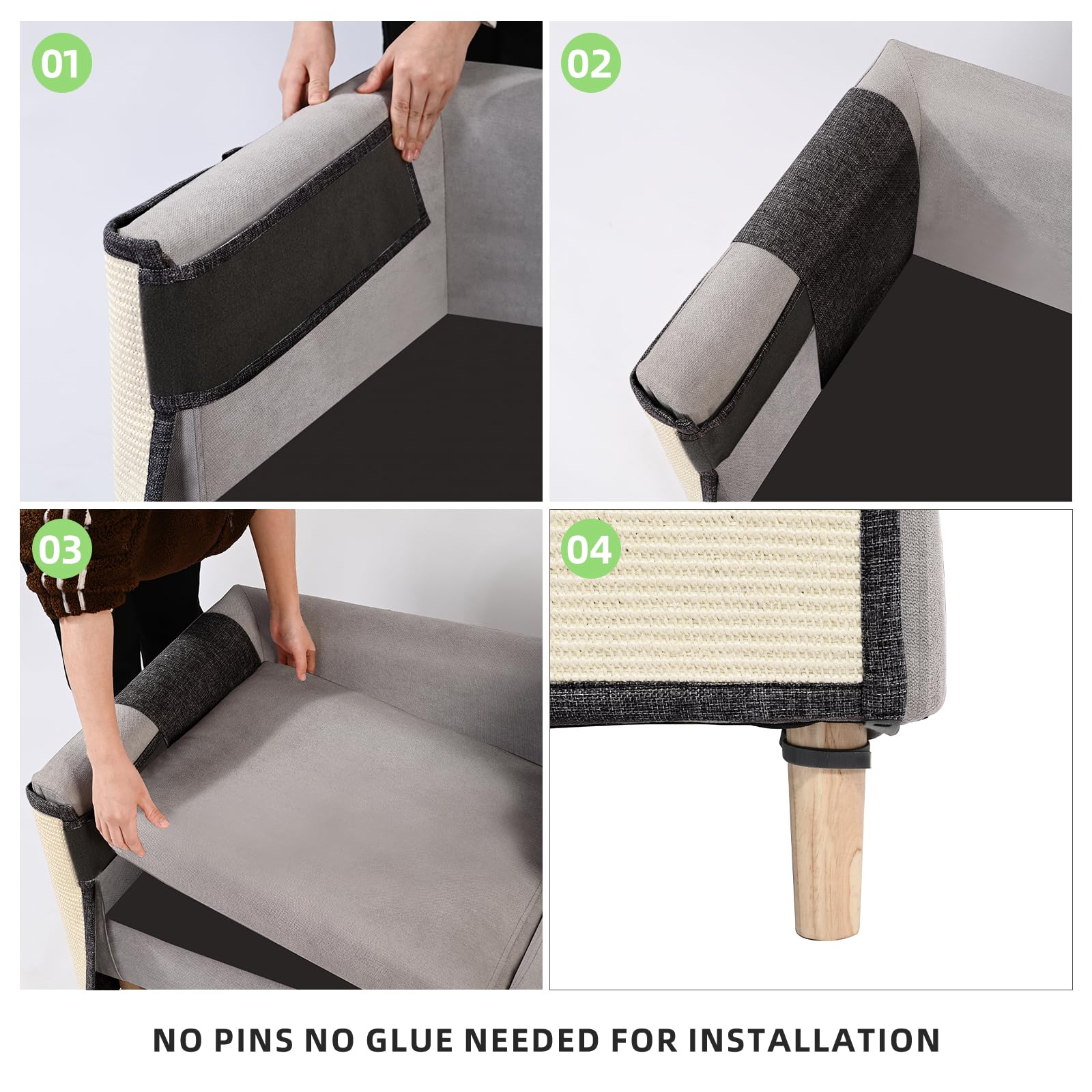 Oroonoko protege áreas de sofá con reposabrazos para una instalación sencilla.