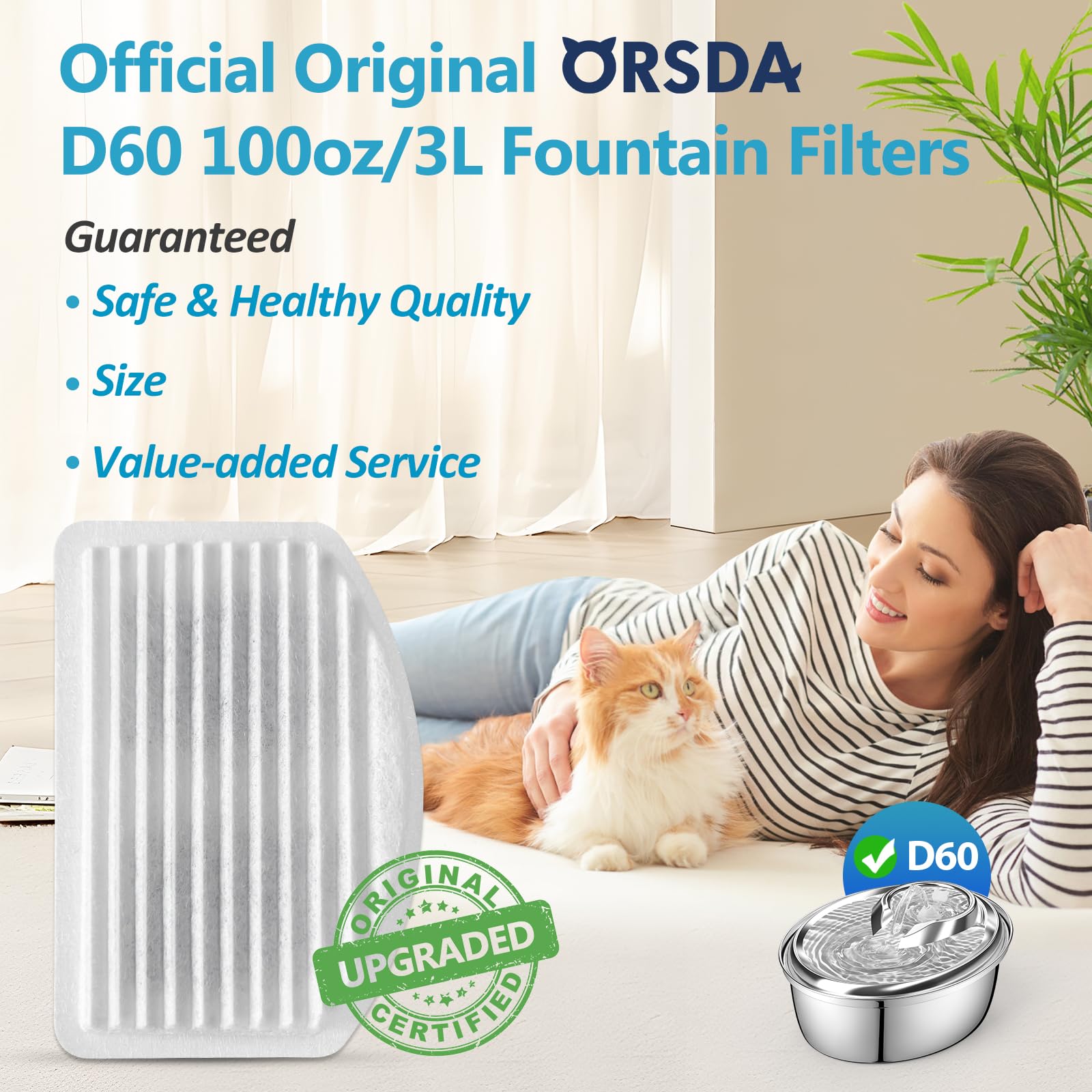 Algodón filtrante ORSDA para fuente de gatos D60