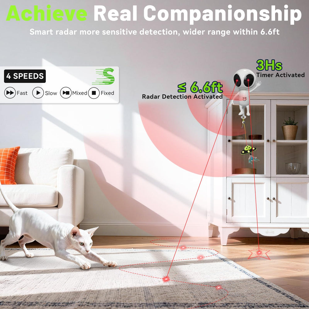 ORSDA-movimiento-zigzag-laser crea sorpresas visuales para gatos curiosos.